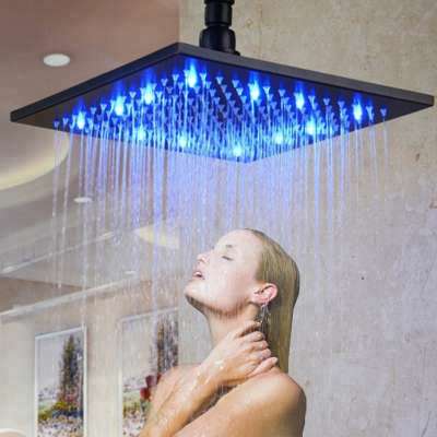 8 inch Single Blue Color LED Ceiling Mounted Rain Shower