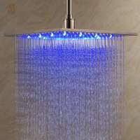 Square Polished Stainless Steel Top Shower , 3 Color Rainfall Jet LED  Awesome Shower Heads