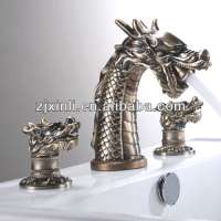 X9604B1 High Quality Brass Double Handle Antique Dragon Artistic Faucet