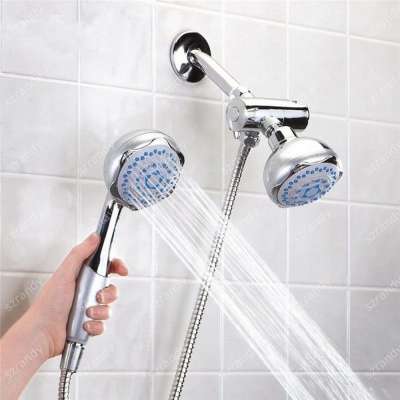 Wall-mounted Dual Head 2 in 1 Bath Shower Spray Set with Handheld Shower Head & Fixed Showerhead for Bathroom