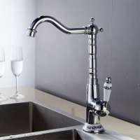 European style single hole chrome plated porcelain bathroom brass quality tall basin mixer tap