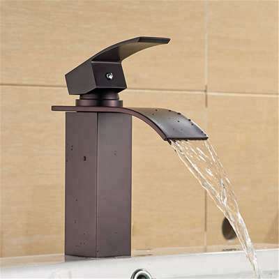 Waterfall Spout Single Handle Bathroom Sink Faucet Basin Mixer Tap,ORB Oil Rubbed Bronze