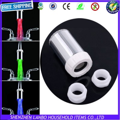 3 colors free shipping ABS Plastic temperature sensor Led Light Tap Aerator(5 pcs /lot)