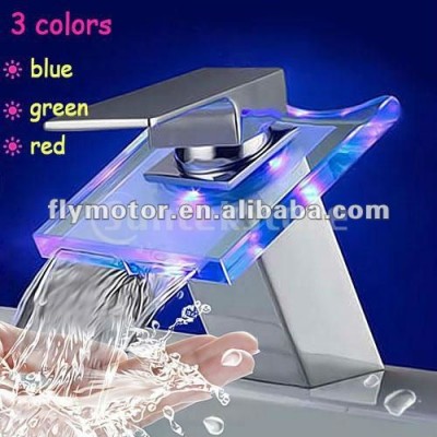 LED 3 color waterfall kitchen faucet mixer tap LD8006-003B