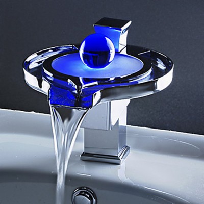 LED bathroom waterfall faucet, temperature sensor, 3color changes, high quality LD8005-07A