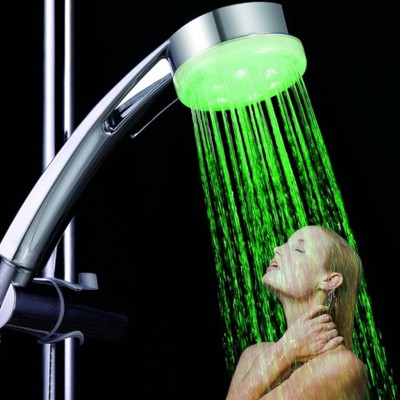 wholesale 34 pcs/lot Well Designed and Special Structural Single Green color Change LED Electric Showers