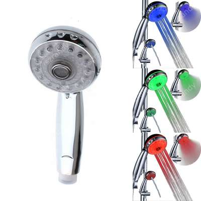 3 Water Jets Traditional LED Light Round Top Shower Head with temperature sensor type